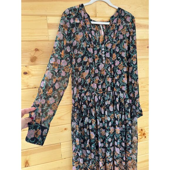 Free People See It Through Maxi Dress Black Combo Size Small - Picture 7 of 7